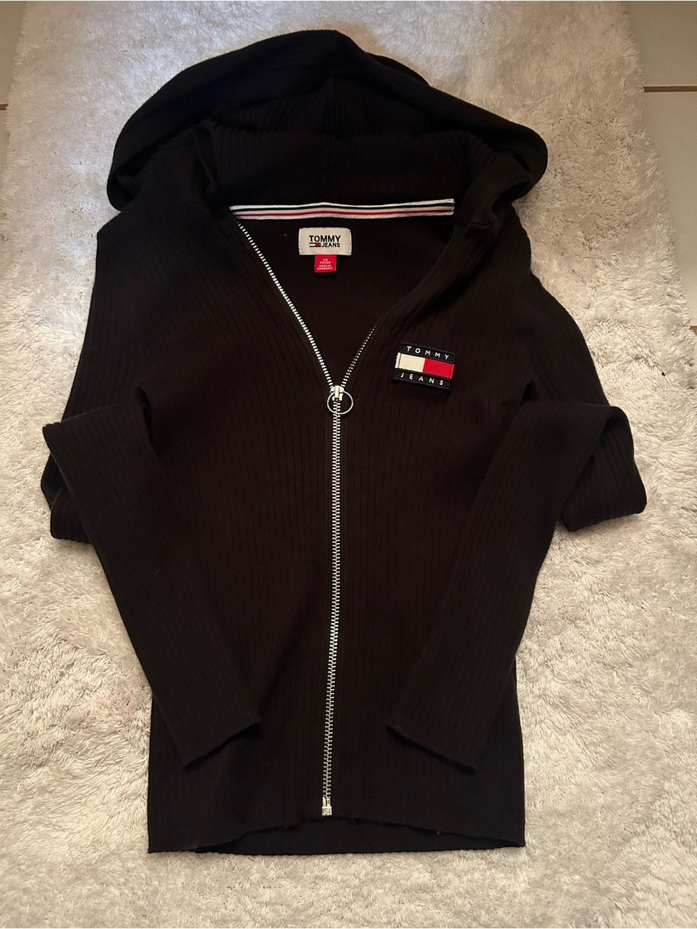 Tommy Jeans Black Ribbed Zip-Up Sweater Women’s XS